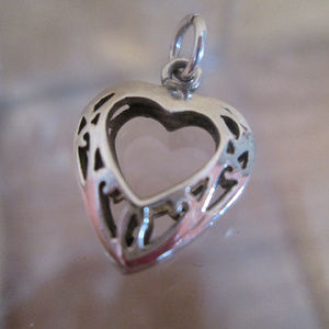 Sterling Silver Charm HEART Open Pierced Work